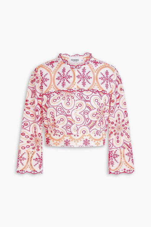 Pupe cropped broderie anglaise cotton-blend jacket - Pink - S