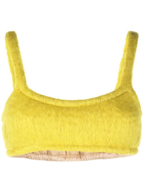 Brushed mohair-blend bralette - Yellow