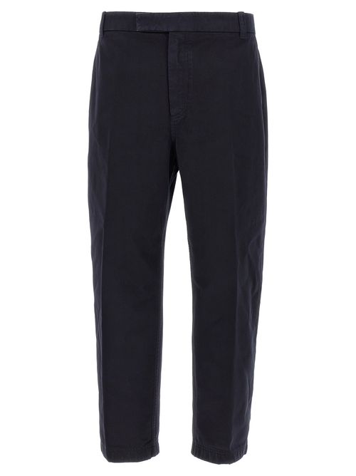 Cotton Straight-Leg Trousers — Blue