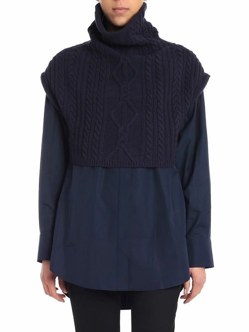 Blue shirt with Mandarin collar