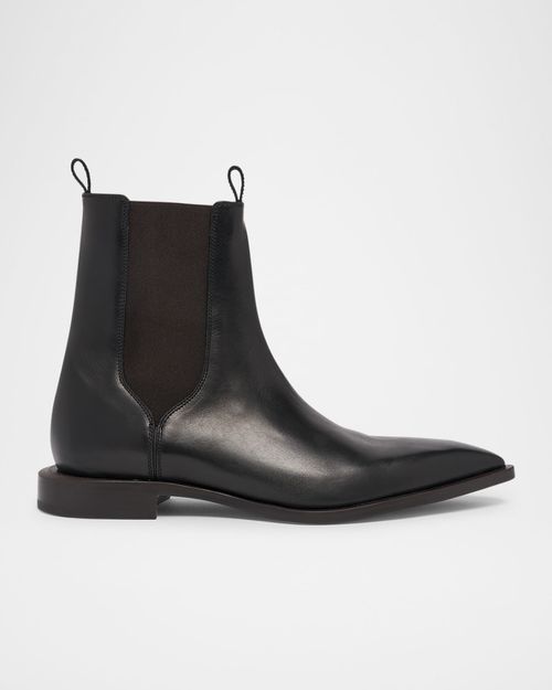 Men's Leather Point-Toe Chelsea Boots