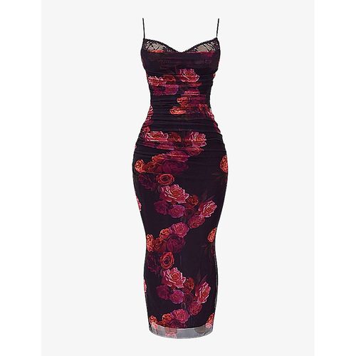 Womens Romantic Floral Nalini Floral-print Corseted Stretch-woven Maxi Dress b
