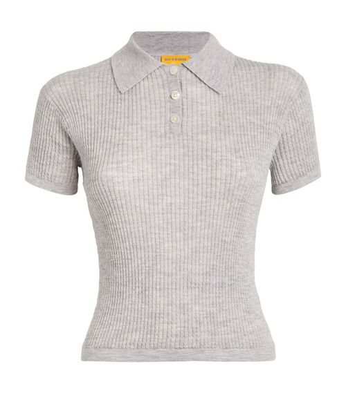 Cashmere Cropped Polo Shirt