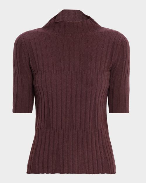 Cashmere Ribbed Mock-Neck Sweater