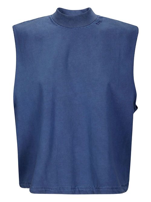 Logo-embroidered tank top - Blue