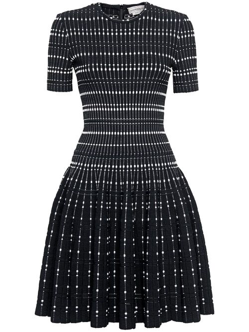 Contrast-thread knitted minidress - Black