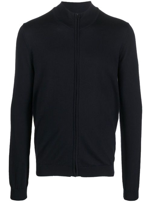 Ribbed-knit zip-up sweater - Blue