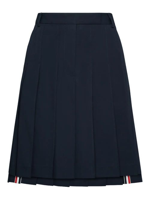 Pleated Wool Midi Skirt