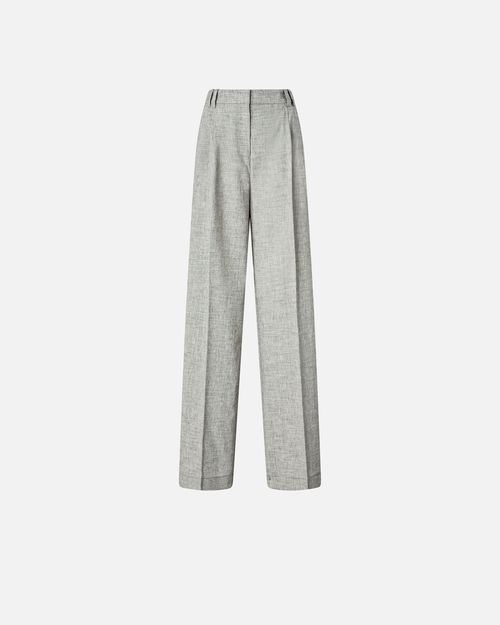 Slub trousers with pressed pleat detail - 44