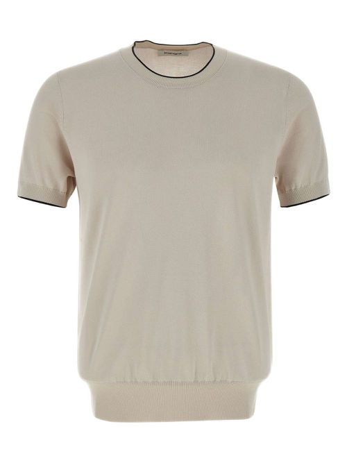 Ribbed crew-neck T-shirt - Neutrals