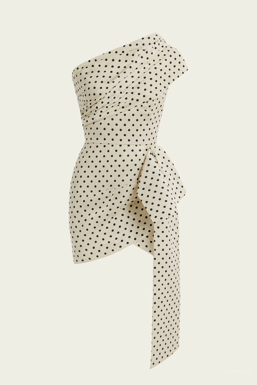 Polka Dot Satin Tie Side Mini Dress