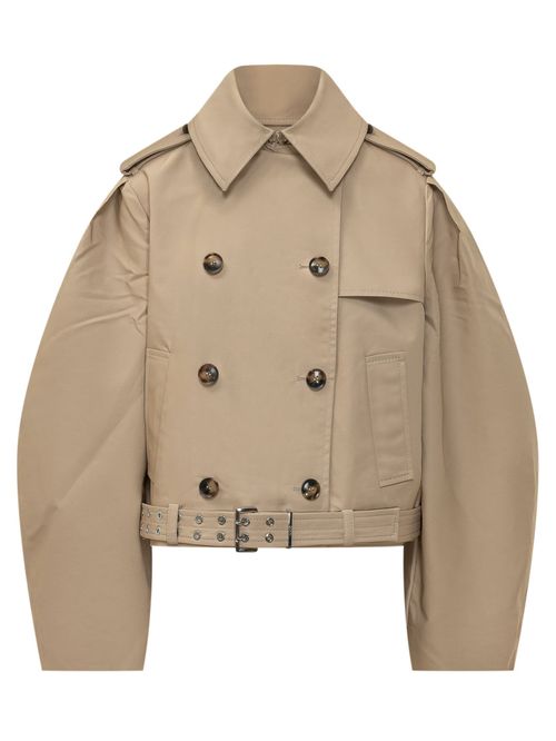 Beige Solid Shirt Collar Jacket