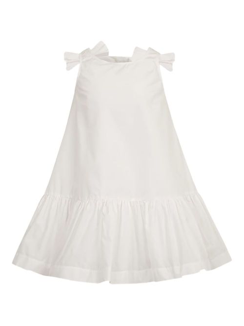 Bow-detailing ruffled dress - White