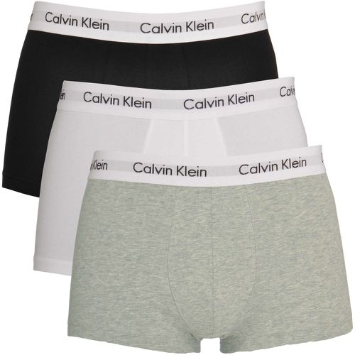 Calvin Klein 3 Pack Low Rise Trunks Underwear in Black White Grey - Black/White/Grey