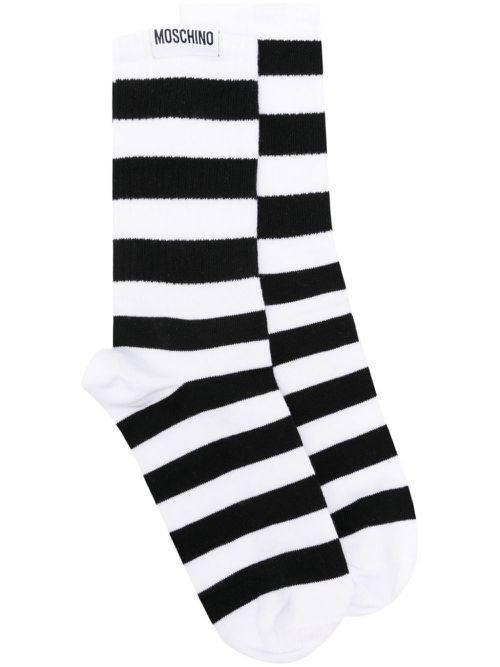 Striped stretch-cotton socks - Black