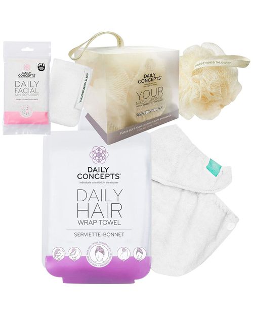 Facial Scrubber, Scented Mesh Sponge & Hair Towel
