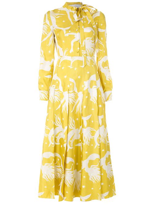 Valentino Garavani printed silk twill dress - Yellow