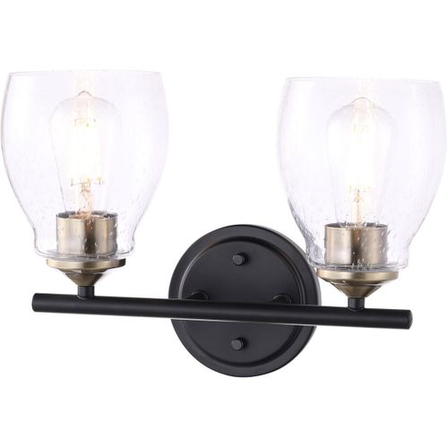 Winsley 2-Light Bathroom Vanity Light in Coal and Stained Bra