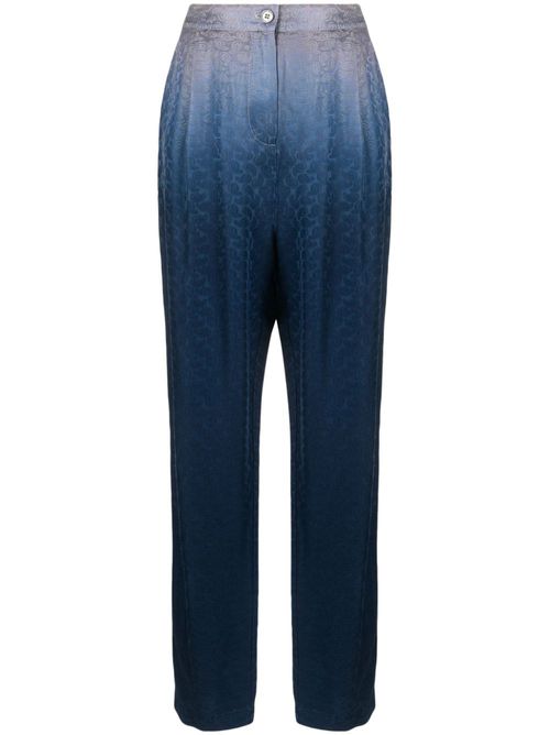 Bianca paisley-print ombré silk trousers - Blue