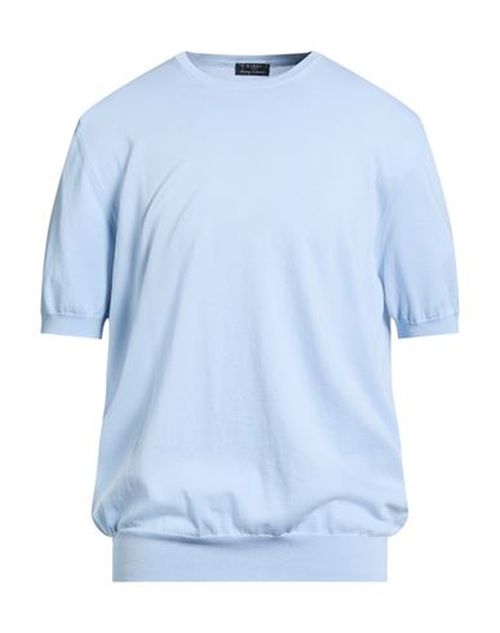 Man Sweater Sky blue Size 46 Cotton