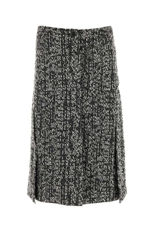 Textured Wool-Blend Skirt — Black