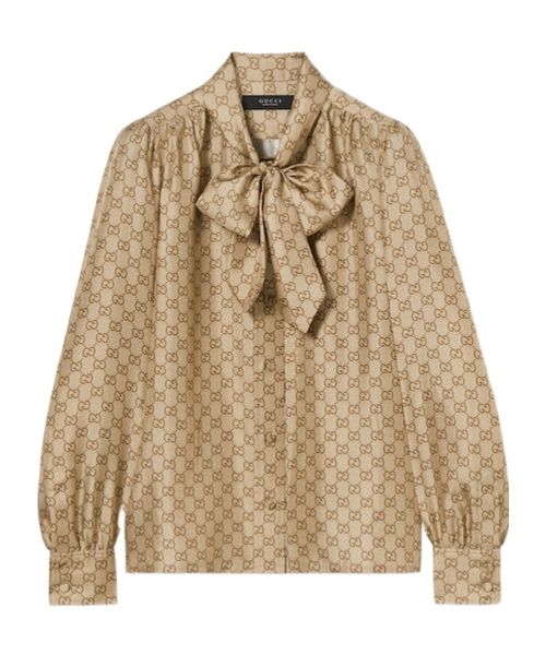 Printed silk twill shirt