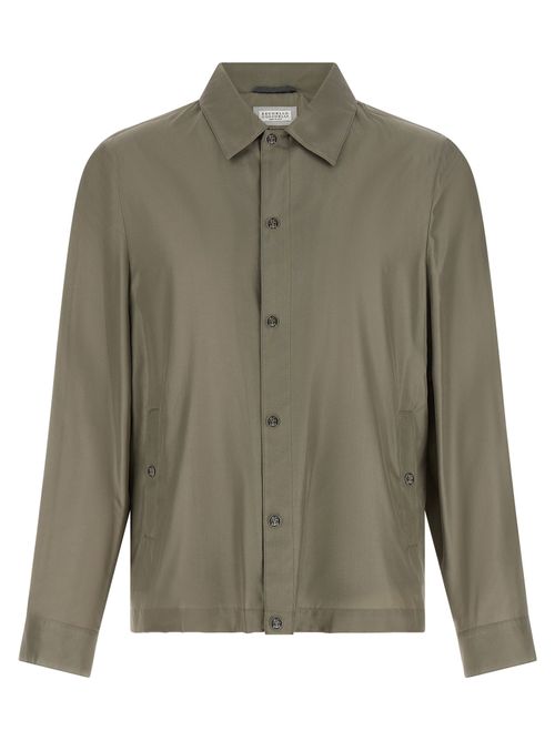 Water-Resistant Membrane Silk Jacket — Sage green