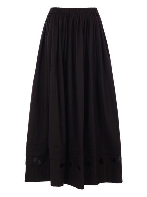 Eyelet-detail poplin skirt - Black
