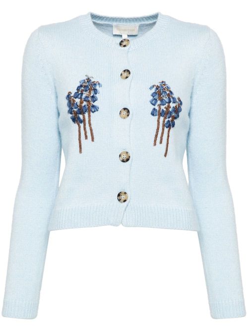 Bead-embellishment cardigan - Blue