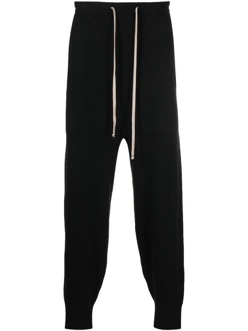 Drawstring-waist cashmere track pants - Black