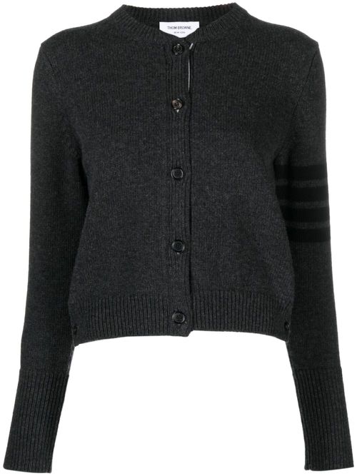 Stripe-detailing wool cardigan - Grey