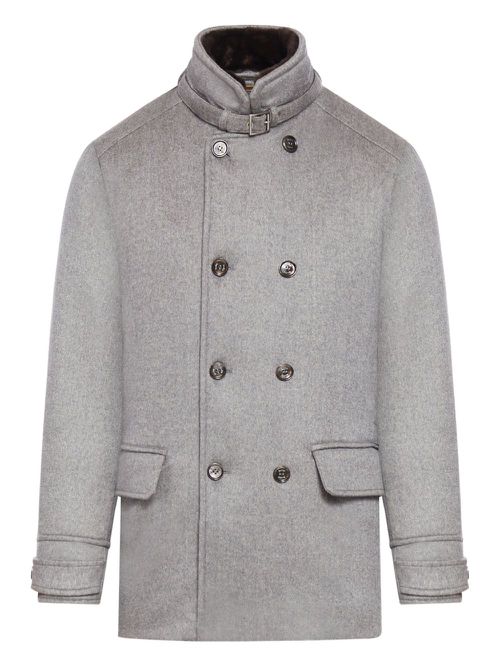 Double-breasted wool coat - Grey
