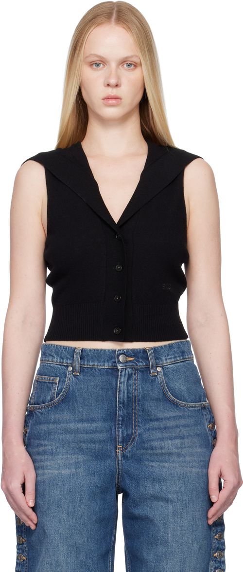 Black Hooded Sweater Vest
