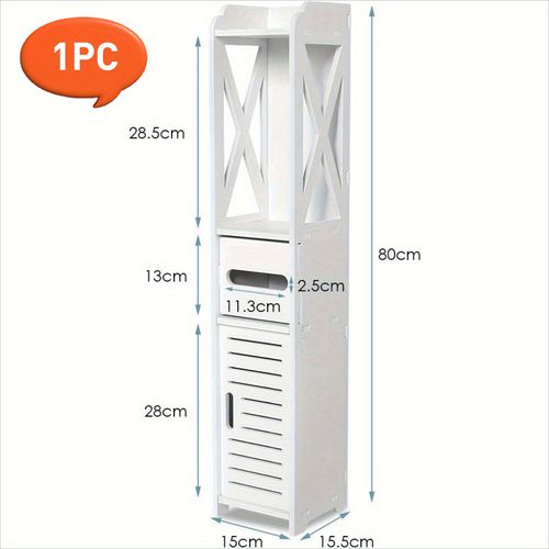 TEMU 2pcs/ 4 Layer Bathroom Storage Cabinet With Door And Shelves, Moisture-proof Toilet Floor Standing Cabinet, Easy To Assemble, Space Saving