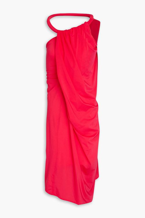 One-shoulder asymmetric stretch-jersey dress