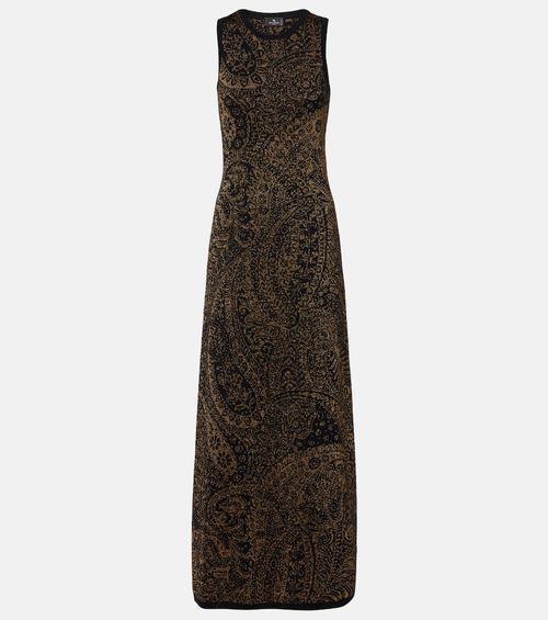 Wool-blend jacquard midi dress