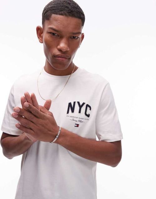 Tommy Hilfiger nyc script t-shirt in off white