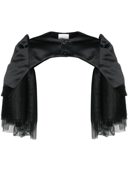 Tulle-inserts cropped jacket - Black