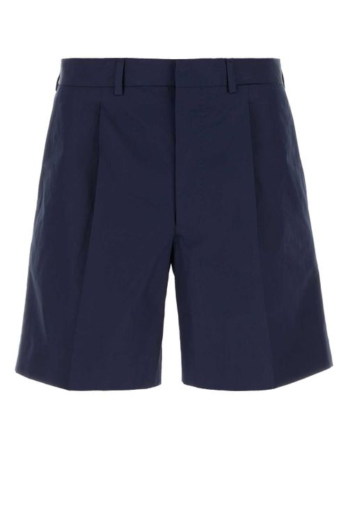 Cotton Poplin Bermuda Shorts — Navy