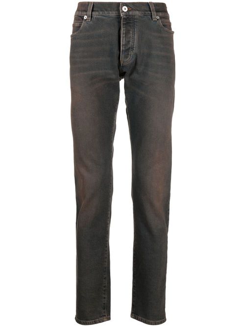 Distressed slim-fit jeans - Brown