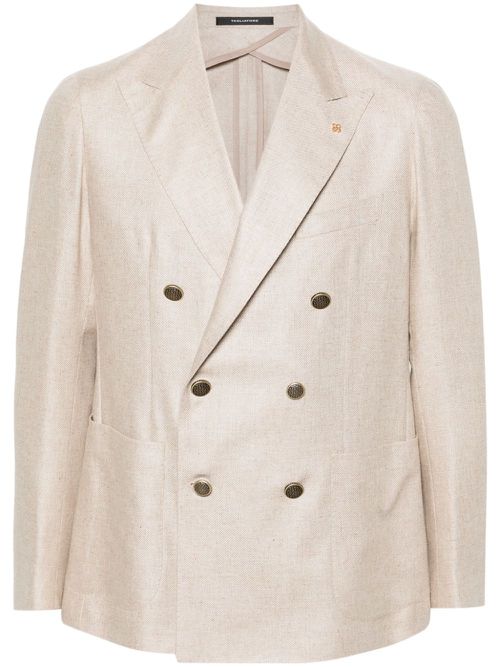 Double-breasted silk blazer - Neutrals