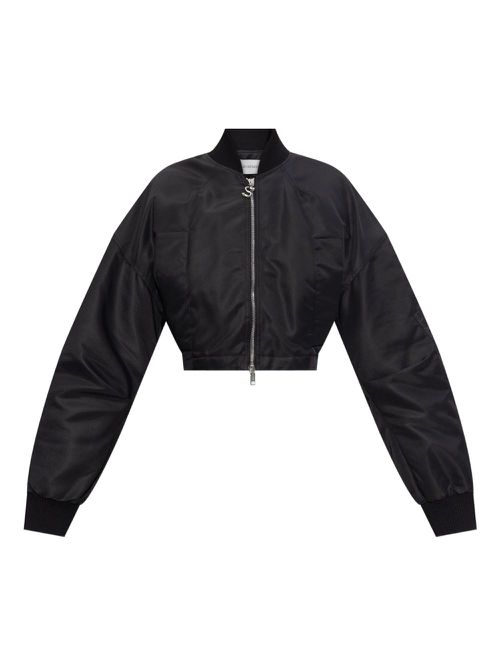 Cropped zip-fastening bomber jacket - Black