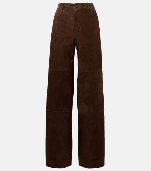 Leather straight pants