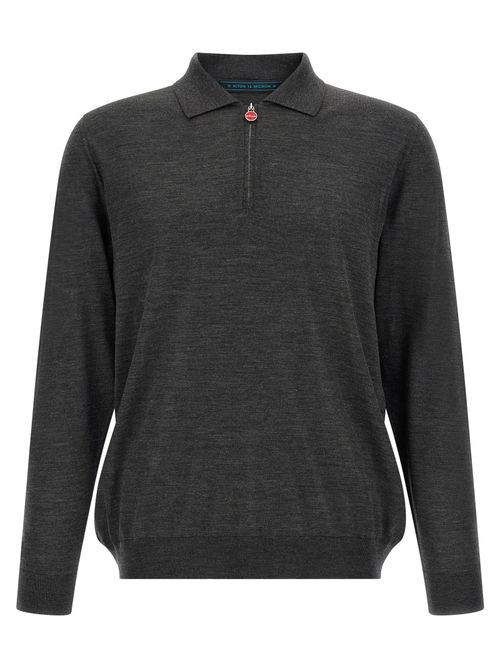 14-Micron Wool Polo Shirt — Gray