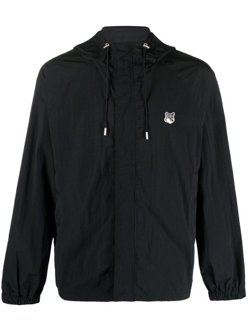 Fox Head-patch hooded windbreaker - Black