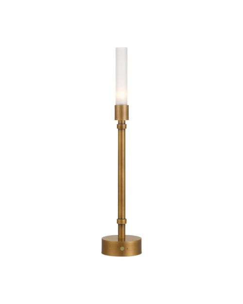 Polished Antique Brass Clear Table Lamp from the Paseo Brass Cordless Table Lamp Collection