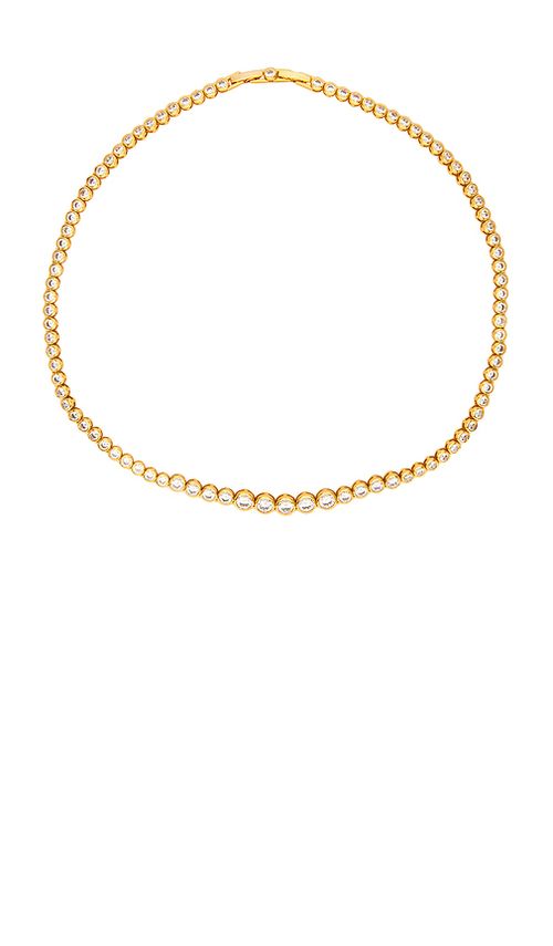 Alexa Leigh Bezel Tennis Necklace in Metallic Gold