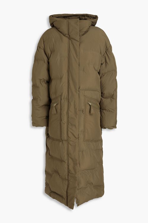 Quilted shell hooded coat