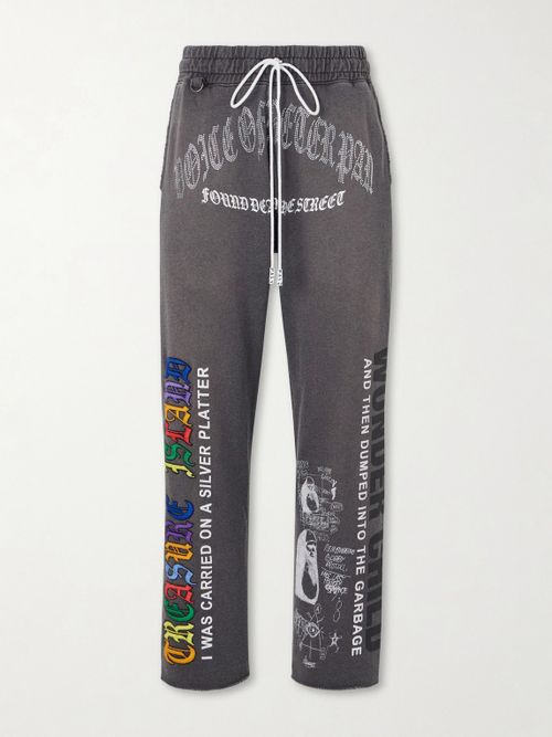 Bobby Driscoll Embellished Printed Cotton-Fleece Sweatpants