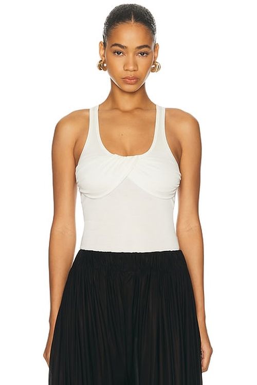 Burc Akyol Draped Silk Jersey Tank Top in Ecru - Cream. L also in